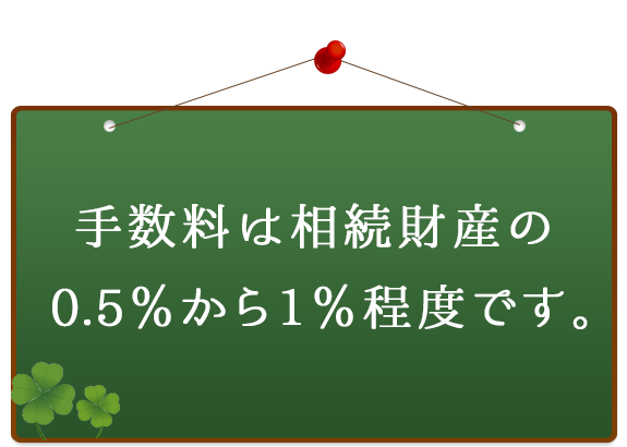 手数料は相続財産の0.5％から1％程度です。